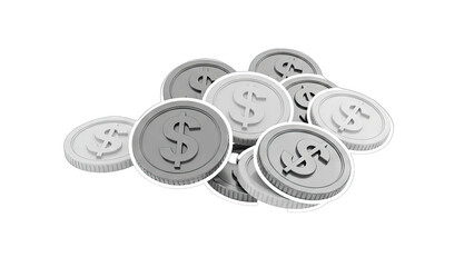 Obraz premium Pile of Dollar Coins on White Background