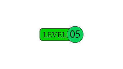 Level five button game design asset with green color