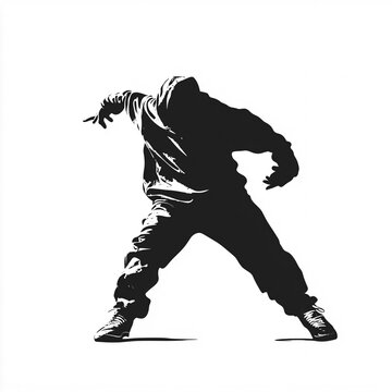 Simple silhouette of a breakdancer doing a headspin isolated on a white background