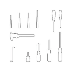 Minimal Outline Screwdriver and Hand Tools Icons