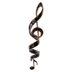 Obraz premium Music notes on wavy lines with swirl concept. A decorative treble clef symbol representing musical art.