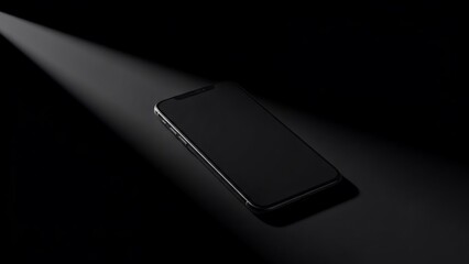 Sleek modern mobile device illuminated by a focused spotlight against a dark background