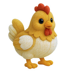 Adorable Clay Chicken Figurine with Orange Comb and Wattle.