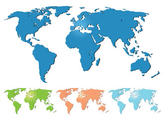 Colorful World Map Vector Set with Modern Flat Design for Global Business and Education