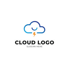 cloud with lightning logo design concept creative idea