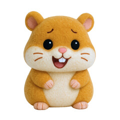 Adorable fluffy hamster with big eyes and a happy expression.