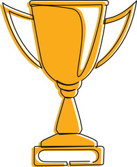 Trophy cup in simple outline illustration with continuous line drawing.