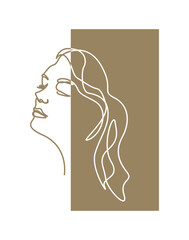 Beautyful lady face in continuous one line drawing. Single line art illustration of woman face.