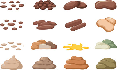 Assorted Brown and Beige Shapes on White Background illustration