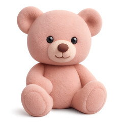 Adorable pink teddy bear sitting with a gentle smile.
