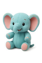 Adorable teal elephant plush toy with pink ears and feet.