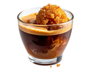 Affogato-Style Coffee with Brown Sugar Crumble in a Modern Glass Cup