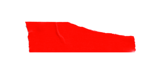 Red masking tape, plastic scotch, on a transparent background.