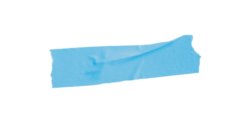 Light blue masking tape, plastic scotch, on a transparent background.