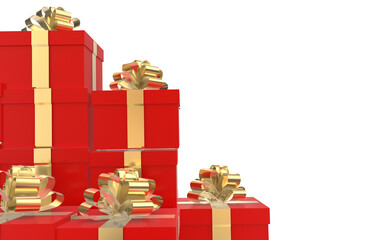 gift gifts boxes box isolated red golden for backgroun - 3d rendering