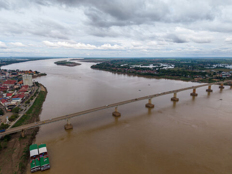 The Mekong and bridge in Kampong Cham, Cambodia