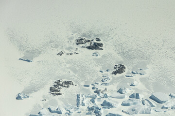 Aerial view of frozen Antarctica landscape. © AlexandraDaryl
