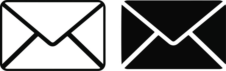 Two simple envelope icons in black and white on a clean background.