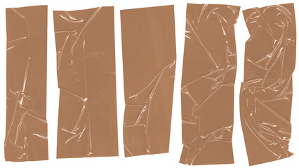 Brown Duct Tape Strips Arranged Vertically on a White Background, Perfect for Crafting and Repair Projects