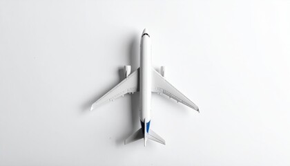 Airplane model aerial view, white backdrop