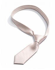 Elegant, untied beige tie, slightly textured, on white