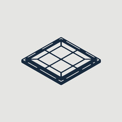 Dark blue microchip vector with grid pattern representing digital processing and hardware architecture