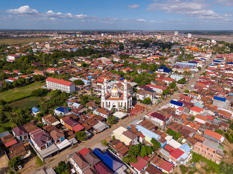 Aerial view of Mosque in Kampong Cham, Cambodia