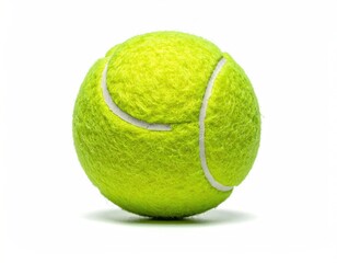Bright yellow tennis ball on white background