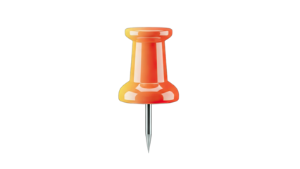Orange Push Pin Isolated on White Background