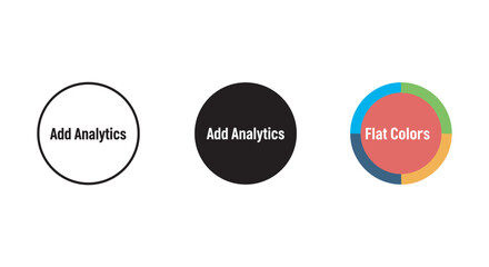 Add analytics and flat colors circle icon set