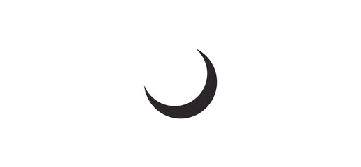 Black crescent moon paper cutout, moon icon, waxing moon symbol, crescent moon icon symbol set on transparent background.