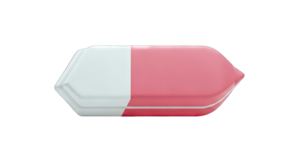 Pink and White Eraser Isolated on White Background