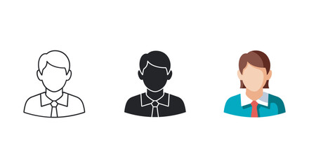 Three business professionals illustrated in different styles
