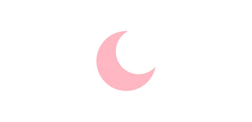 Obraz premium Pink crescent moon paper cutout, moon icon, waxing moon symbol, crescent moon icon symbol set on transparent background.