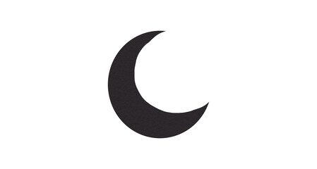 Black crescent moon paper cutout, moon icon, waxing moon symbol, crescent moon icon symbol set on transparent background.