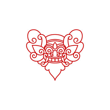 Balinese logo line art vector premium