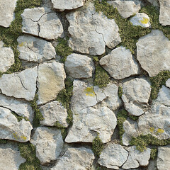 Rough light sandstone with soft lime green moss patches seamless texture