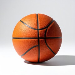Fototapeta premium Orange basketball on a white surface with shadow