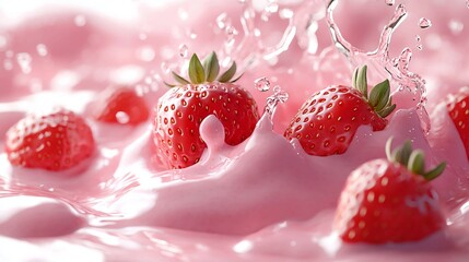 strawberry and yogurtFresh Strawberry and Yogurt Bowl with Creamy Texture and Natural Ingredients, Healthy Breakfast Dessert for Fitness Lifestyle, Organic Dairy Product for Food Branding, Advertising