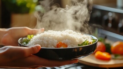 rice in a bowlRice in a Bowl Presented as a Simple and Healthy Staple Food, Clean and Minimal Food Photography Highlighting Natural Grains, Perfect for Nutrition Concepts, Restaurant Branding, Packagi