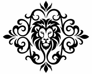 abstract floral ornament, black and white flower, black and abstract floral ornament