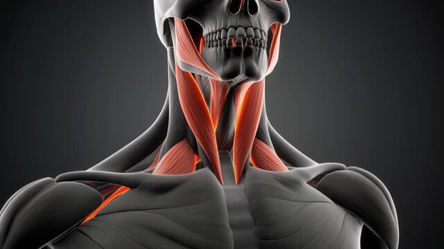 3D anatomical model of human neck and shoulder muscles