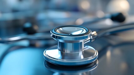 close up of a stethoscope on the tableClose up of a stethoscope placed on a table representing modern healthcare services, medical diagnosis, and professional hospital equipment, ideal for healthcare 