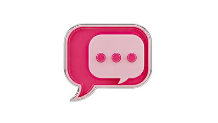Fototapeta premium Pink Chat Bubble Icon on White Background
