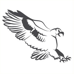 Obraz premium Majestic Eagle in Flight Silhouette with Wings Spread Wide, Symbol of Freedom and Power