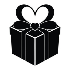 Valentine Gift Box Silhouette with Heart Bow