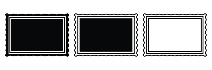 Rectangle photo frame line and solid. Doodle hand drawn frames icon set. Cute wavy border collection. Simple sketch decoration for greeting cards. Retro photo frame. © Shekhar438