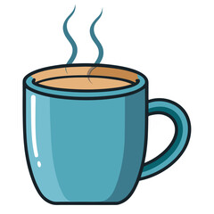 Flat Vector Illustration of a Ceramic Coffee Mug