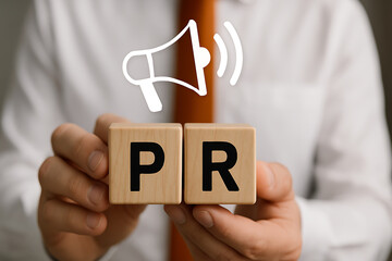 PR Public Relations Concept. Marketing strategy and advertising campaign.new