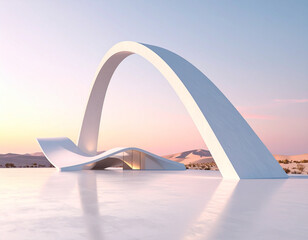 Bending arc building design reading a book on the beach